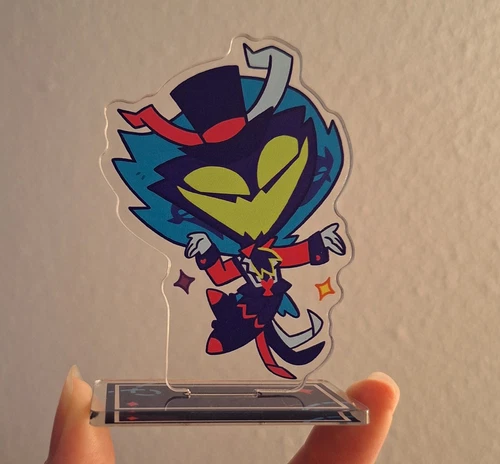 Palm-Sized Chibi Asmodeus Acrylic Standee Hazbin Hotel Helluva Boss - Picture 3 of 3