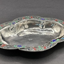 Antike Pralinenschale Anbietschale Bonbon Dish 950er Silber emailliert Schale