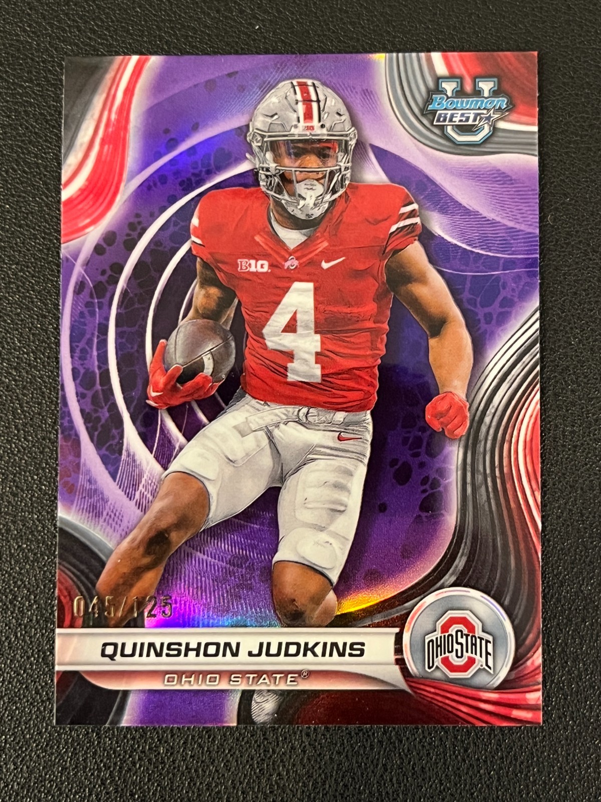 Quinshon Judkins 2024 Bowman University's Best U Purple Refractor /125 Browns