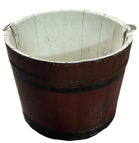 ANTIQUE AMERICAN FOLK ART COUNTRY PRIMITIVE RED PAINTED STAVED SAP BUCKET AAFA - Picture 9 of 9