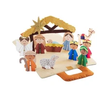 Mud Pie Nativity Book & Stand-Up Felt Characters Manger Interactive Storytelling
