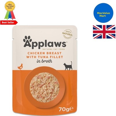 100% natürliches Adult Katzennassfutter, Hühnerbrust mit Thunfischfilet in Brühe 70g...