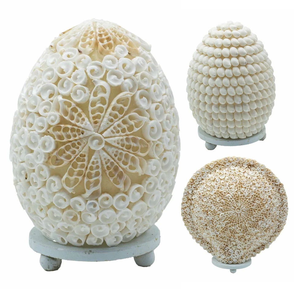 Lámpara De Mesa Boho Hecha A Mano De Concha De Mar Beige, Luz Cálida E27 240V - Imagen 1 de 4