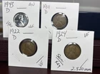 1924-D 1922-D 1911-D Wheat Cents VF + 1943-D Steel Cent UNC Semi-Key Lot