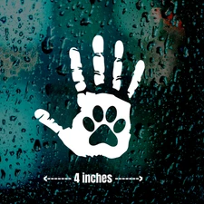 PAW PRINT with HEART PET CAT DOG Vinyl Decal Car Wall Window Sticker White