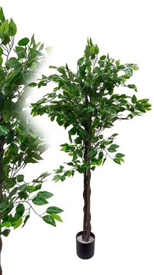 künstlicher Ficus Benjamin grün 160 cm Kunstbaum Kunstpflanze Deko