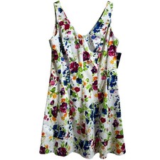 Chaps Women’s Size 16 Midi Dress NWT Colorful Floral V-Neck Spring Summer Party