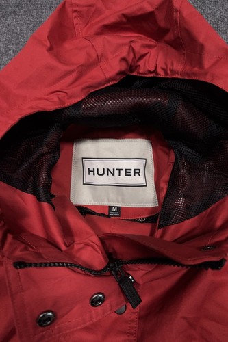 Hunter Jacket Womens Medium Red Hooded Rain Coat Water Resistant Outdoor Parka - Picture 3 of 8