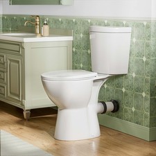 19" High Rear Outlet Toilet Two Piece Toilet with Soft Close Seat 1/1.6 GPF