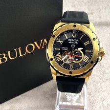Bulova Marine Star 45mm Black Dial Rubber Strap Automatic Men's Watch 98A272
