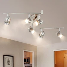 DLLT 6-Light Track Lighting Fixtures Swing Arm, Kitchen Ceiling Spot Light,