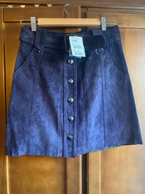 Hallhuber leather skirt size 34, A-line, real leather, purple/purple, new with tags