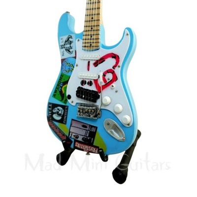Miniature Guitar BILLIE JOE ARMSTRONG with free stand. GREEN DAY.  BLUE