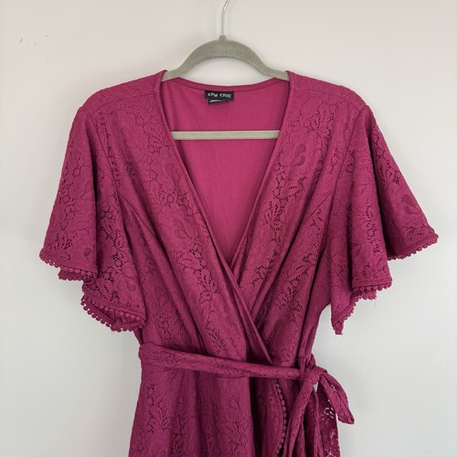 City Chic Sweet Love Lace Wrap Flutter Ruffle Cocktail Dress Size Small  16 Pink - Bild 3 von 11