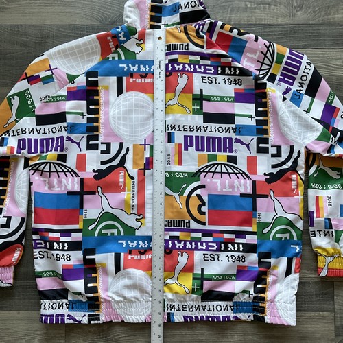 PUMA International Lab Woven Track Jacket Men’s LARGE Multicolor White Black - Picture 6 of 9