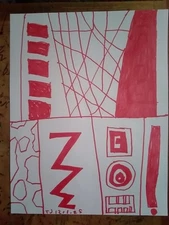 Original Drawing Red Marker Art On 8.5x11 Copy Paper Designs Collectible Art