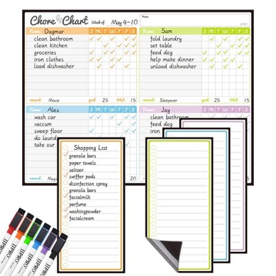 Magnetic Dry Erase Chore Chart for Fridge-14.5''x11'' Chore Chart for Multiple ...
