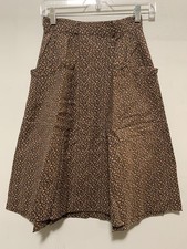 Vintage Women XS Brown Floral Cotton Prairie Skirt 1970's Cottagecore 22" Waist