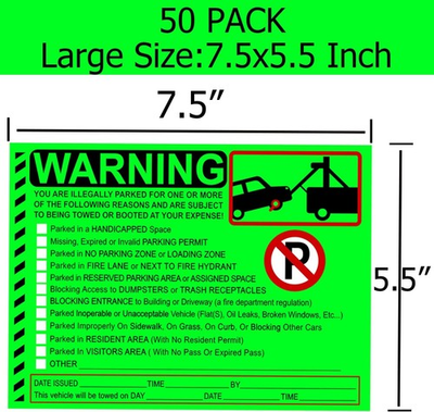 #ad Parking Violation Stickers Notice Tow Warning You are Illegally Parked Multi Rea $20.24