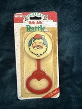 De colección 1990 Playskool Baby Holly Alegre Navidad Santa Sonajero Nuevo en Paquete Nuevo en Lote Antiguo