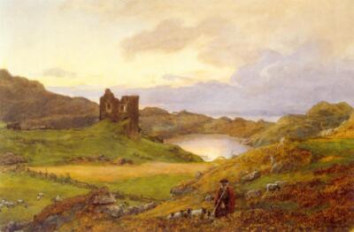 Hans Gude Landscape at Tarbert Castle Scotland 1877 17''x 22'' Archival Art Print