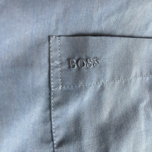 Camicia elegante Boss Hugo Boss uomo 42 34-35 manica lunga con bottoni fascia colletto grigio - Foto 7 di 14