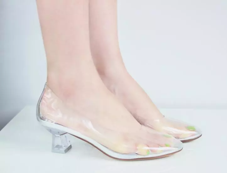 Clear low store heel pumps