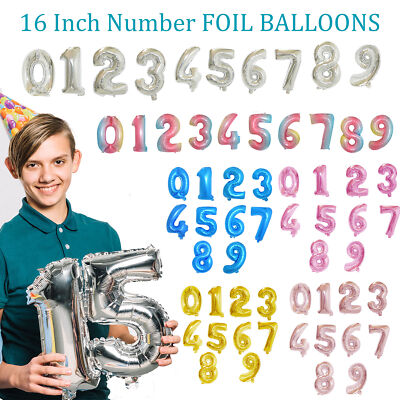 16 Zoll Folien Zahlen Luftballons Selbstaufblasend Luft Alter Hochzeit Geburtstag Party 0-9