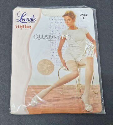 Levante Quadretti Fashion Tights Ivory Elegant Soft Comfort 20Den Size: 3 Large