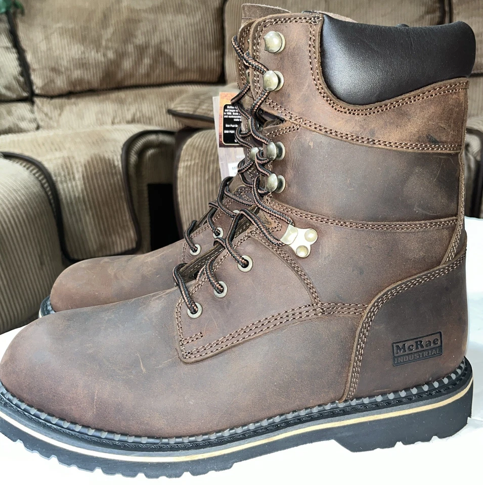 McRae Industrial MR88144 Hombres Cuero Marrón Puntera de Acero Botas de Seguridad 11.5M NUEVAS Foto 2 de 4