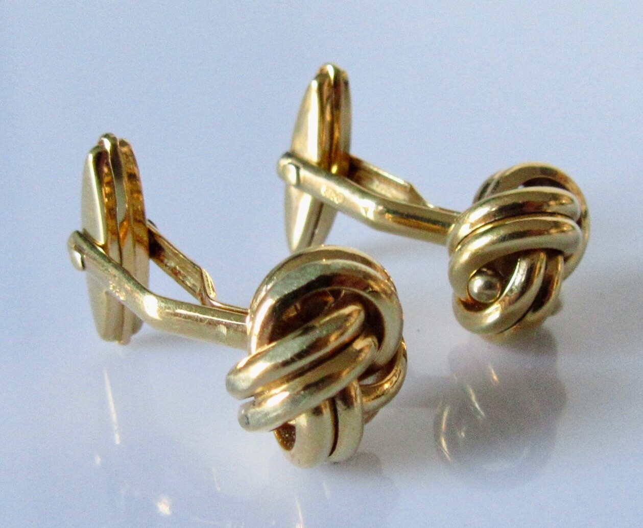 9ct Gold Cufflinks Vintage 9ct Yellow Gold Woven Knot Toggle