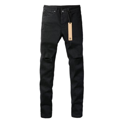 NEW KSUBI Men's Soild Black Ripped Pants High Street