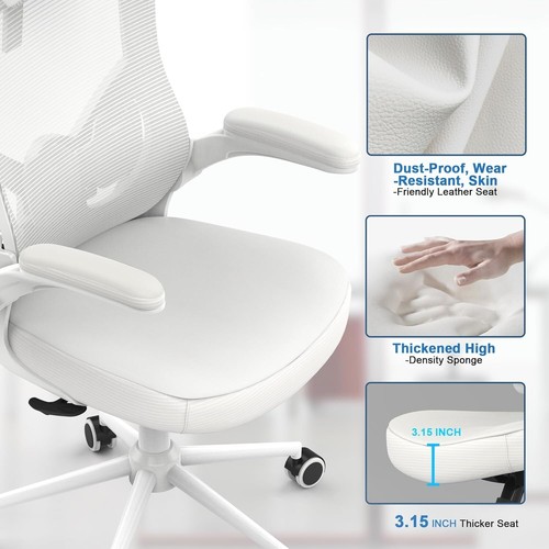 Elegant Ergonomic Mesh Desk Chair with High Back, Flip-Up Arms & Lumbar Support - Picture 8 of 11