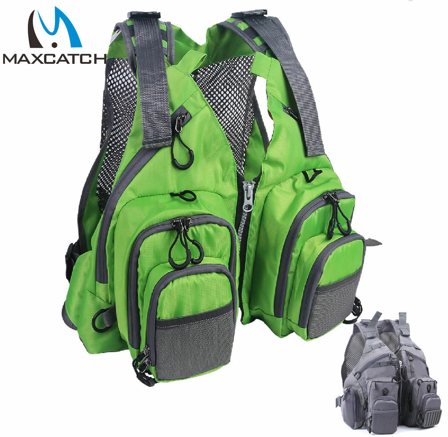 Maxcatch Fly Fishing Vest Adjustable Mutil-Pocket Packs with Breathable Mesh
