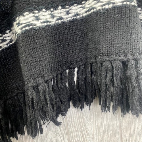 Neu $ 78 Aqua Damenpullover MEDIUM Streifen Fransen schwarz & weiß Boho Strick neu mit Etikett - Bild 4 von 9