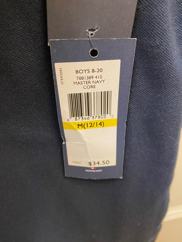NWT Tommy Hilfiger Boys Solid Navy Blue Short Sleeve Stretch Polo, Size M 12/14 - Picture 4 of 4