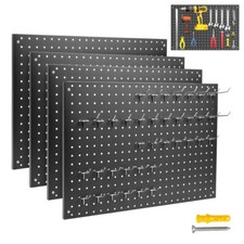 Metal Pegboard Panels 4 Pcs 24" x 16" Wall Organizer for Garage Tool Storage