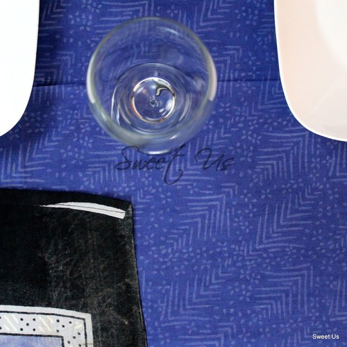 Cotton Block Print Tablecloth Rectangle Dining Kitchen Table Linen Blue - Picture 4 of 4