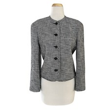 EVAN PICONE women  s vintage check print blazer jacket Sz 6 USA