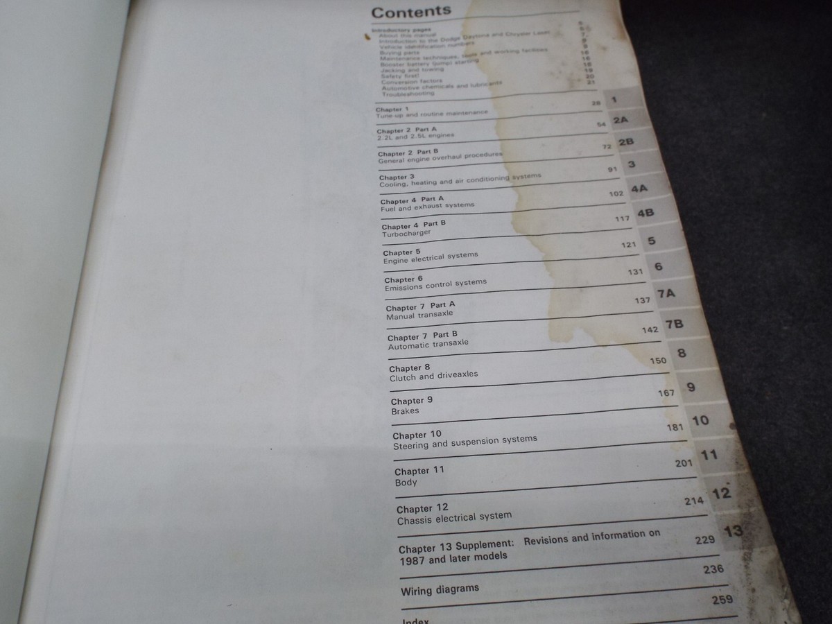 1984 1985 1986 1987 88 1989 Shop Manual Dodge Daytona Chrysler
