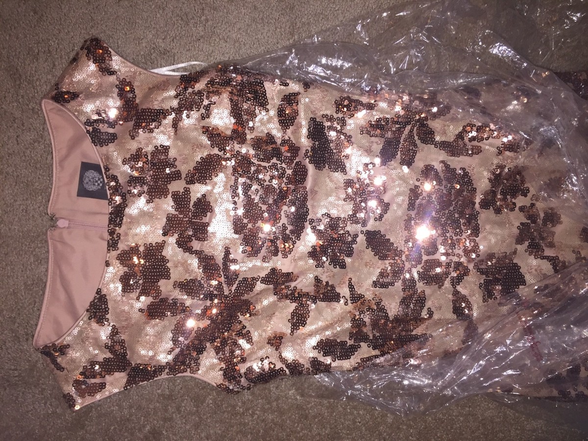 Vince Camuto Sequin Rose Gold Sheath Womens Dress Size 2 NWOT | eBay