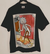 Rick and Morty El Borracho Drunk Pro Club Heavyweight T-Shirt Mens L