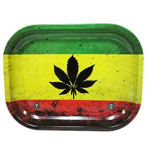 Rolling Tray V-Syndigate Black Leaf Jamaican Metal Tray Small & Large - Picture 2 of 24