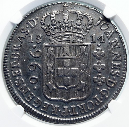 1814 BRAZIL Colonial King JOHN VI of PORTUGAL Silver 960 Reis Coin NGC i85335 - Picture 2 of 5