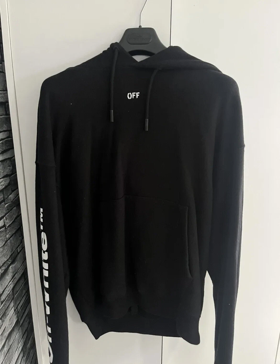 OFF WHITE Felpa con cappuccio diagonale teschio da uomo SS19