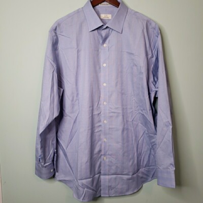 Cooper & Stewart 17.5 x 34/35 Classic Fit Blue No Iron Pinpoint Mens Dress Shirt