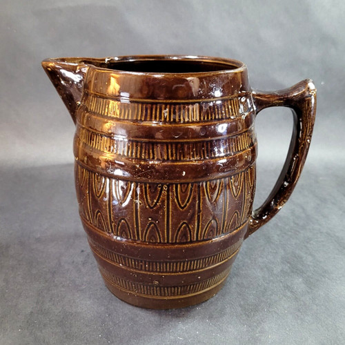 Vintage Red Wing Pottery Brown Glaze Barrel Pitcher 8 inch tall