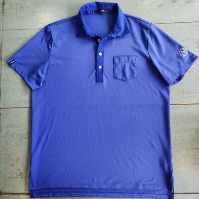 RLX RALPH LAUREN Blue Performance Golf Polo Shirt Sz L  Murfield Village GC logo