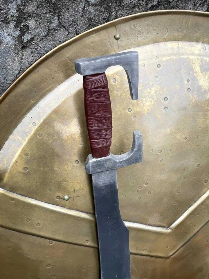 中世纪万圣节 300 斯巴达战士服装头盔、盾牌、护臂、腿 Gua — 第 3/4 张图片