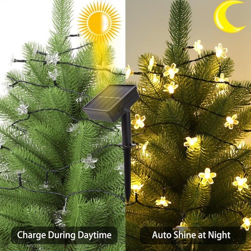 Outdoor Solar Flower String Lights 50LED Fairy Light Christmas Garden Decoration - Picture 9 of 57